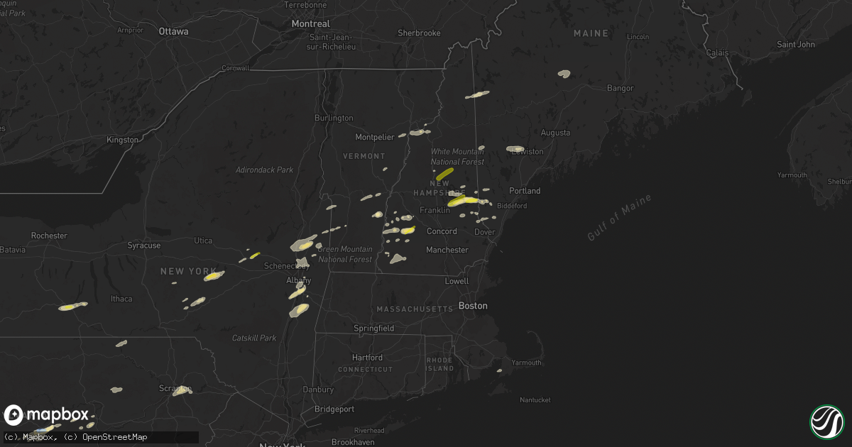 Hail map in Vermont on September 15, 2021