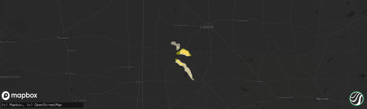 Hail map in Brownfield, TX on September 15, 2022