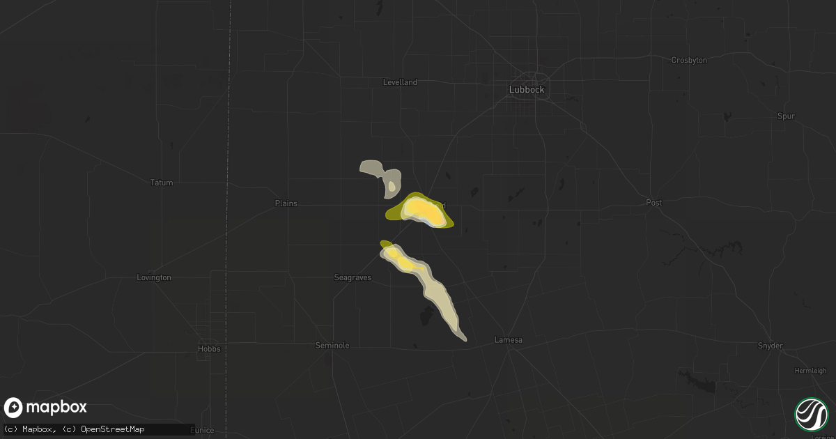 Hail map in Brownfield, TX on September 15, 2022