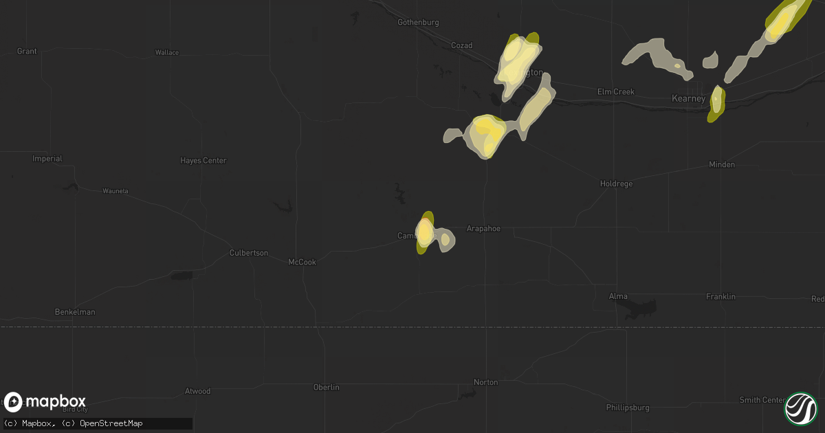 Hail map in Cambridge, NE on September 15, 2022