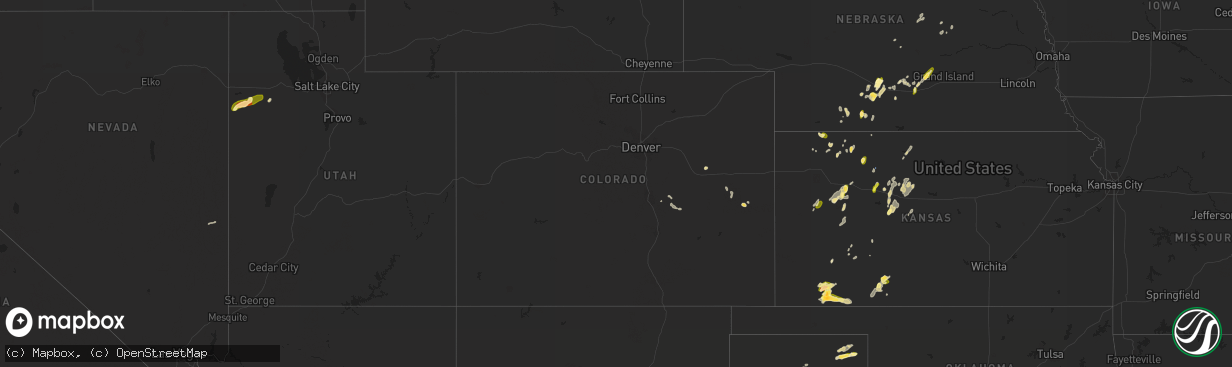 Hail map in Colorado on September 15, 2022