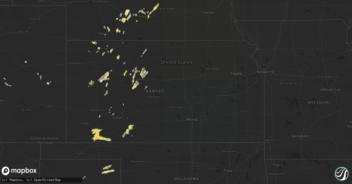 Hail map in Kansas on September 15, 2022
