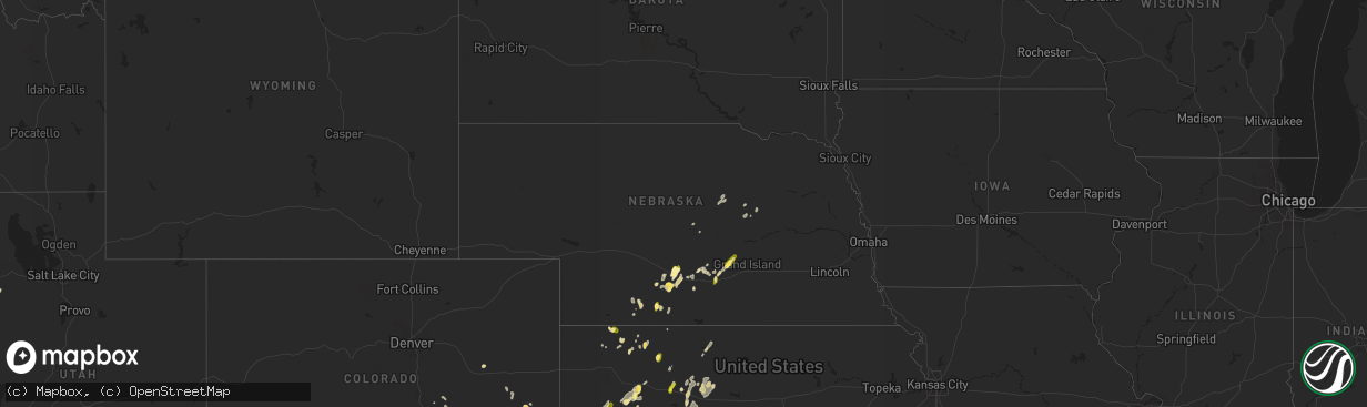 Hail map in Nebraska on September 15, 2022