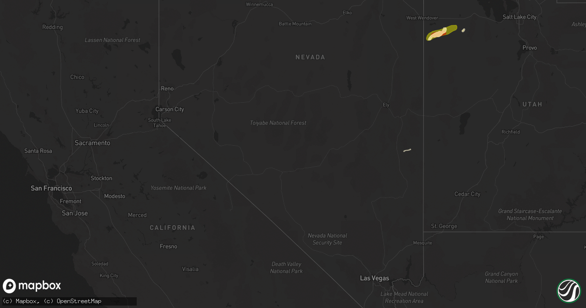 Hail map in Nevada on September 15, 2022