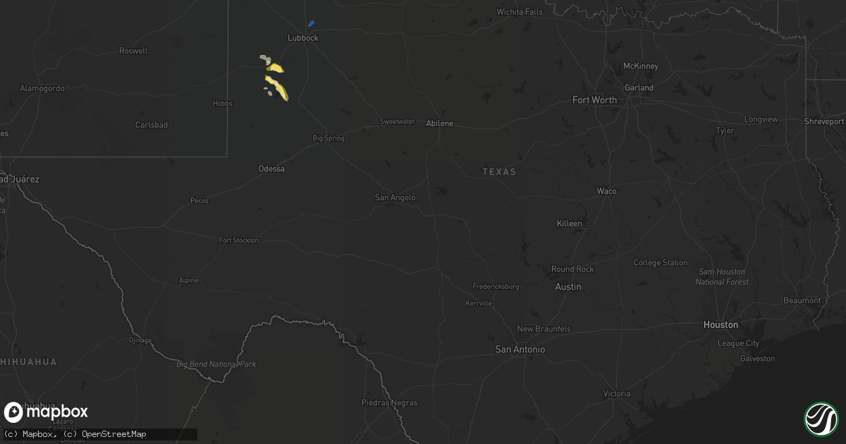 Hail map in Texas on September 15, 2022