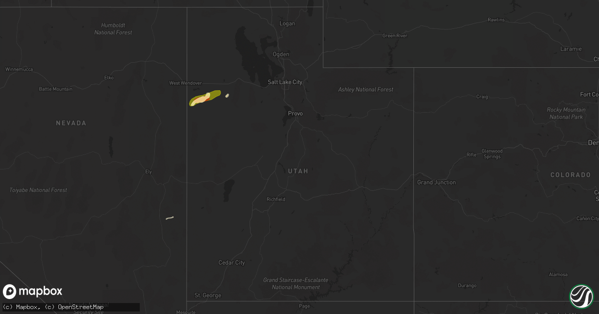 Hail map in Utah on September 15, 2022