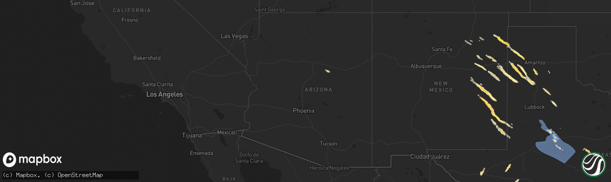 Hail map in Arizona on September 15, 2023