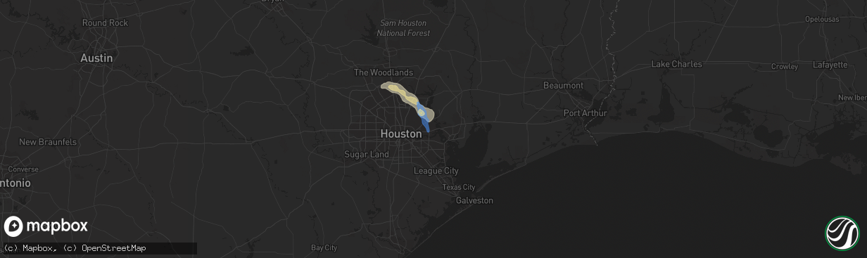 Hail map in Channelview, TX on September 15, 2023