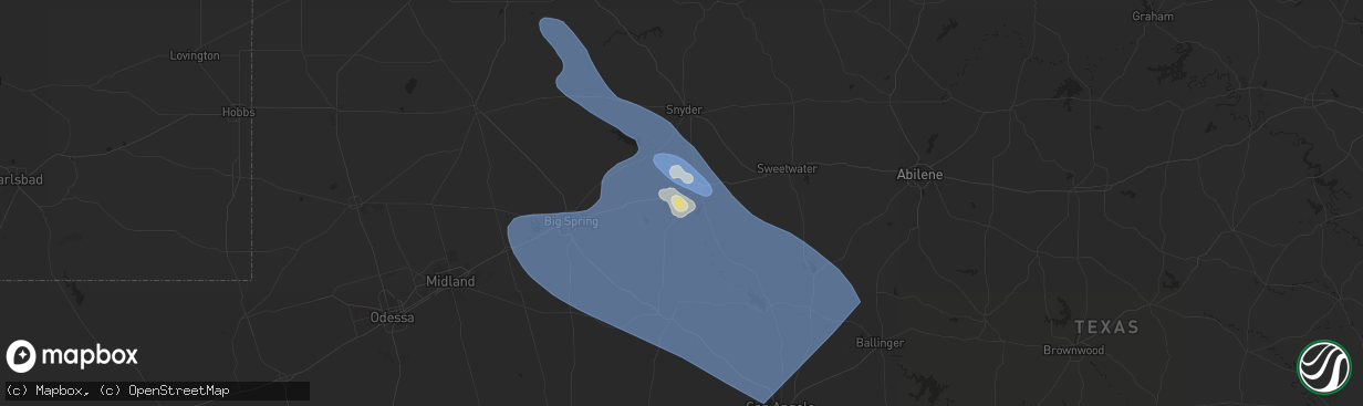 Hail map in Colorado City, TX on September 15, 2023