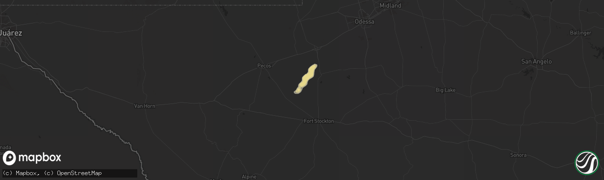 Hail map in Coyanosa, TX on September 15, 2023