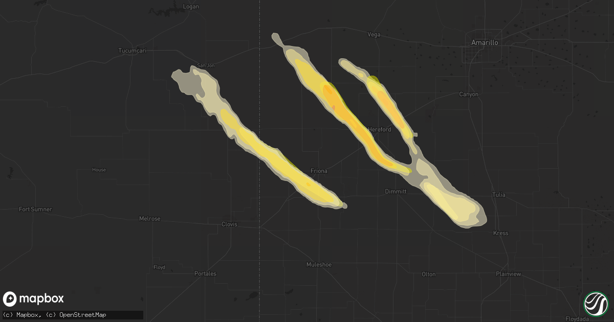 Hail map in Friona, TX on September 15, 2023