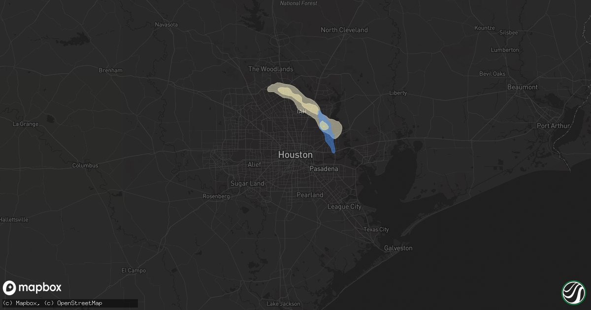 Hail map in Houston, TX on September 15, 2023