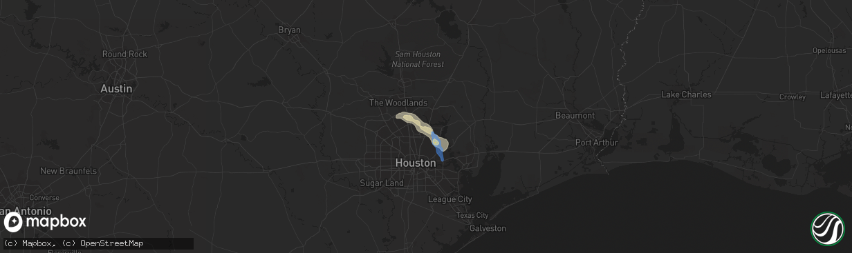 Hail map in Humble, TX on September 15, 2023