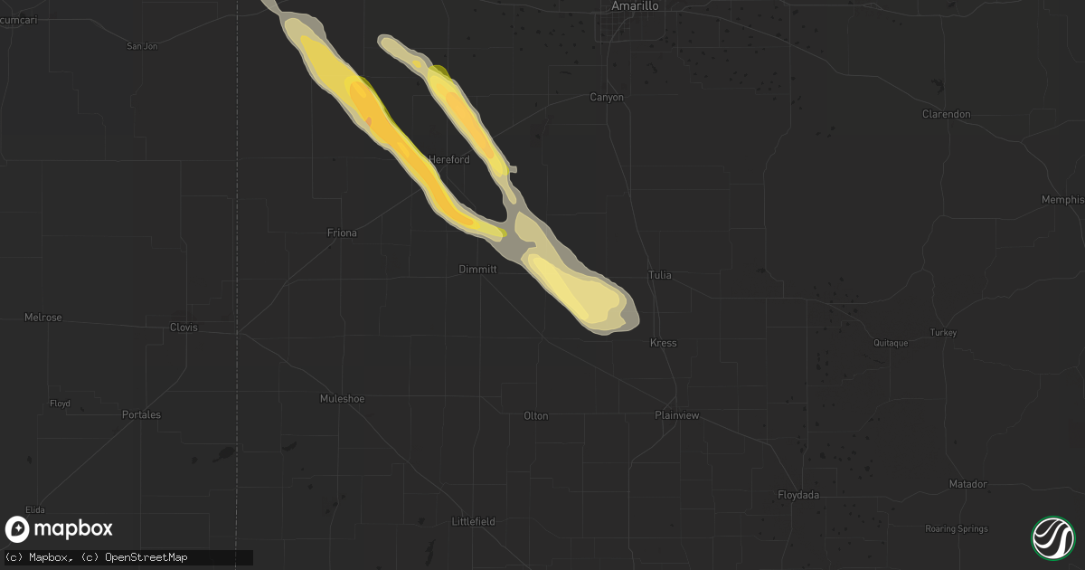 Hail map in Nazareth, TX on September 15, 2023