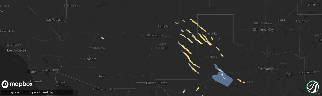 Hail map in New Mexico on September 15, 2023