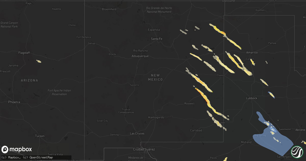 Hail map in New Mexico on September 15, 2023