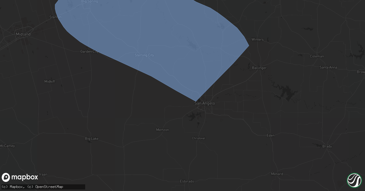 Hail map in San Angelo, TX on September 15, 2023