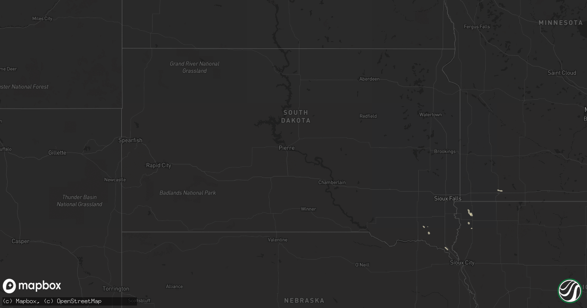 Hail map in South Dakota on September 15, 2023