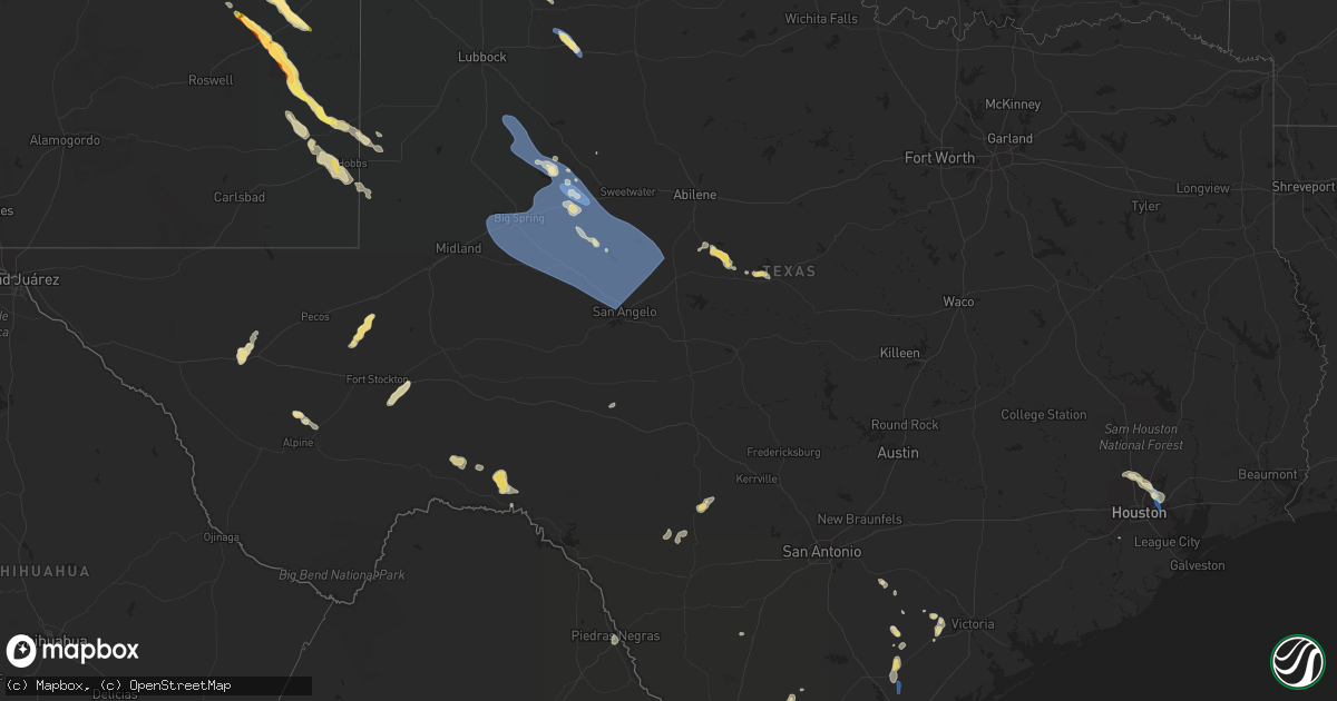 Hail map in Texas on September 15, 2023