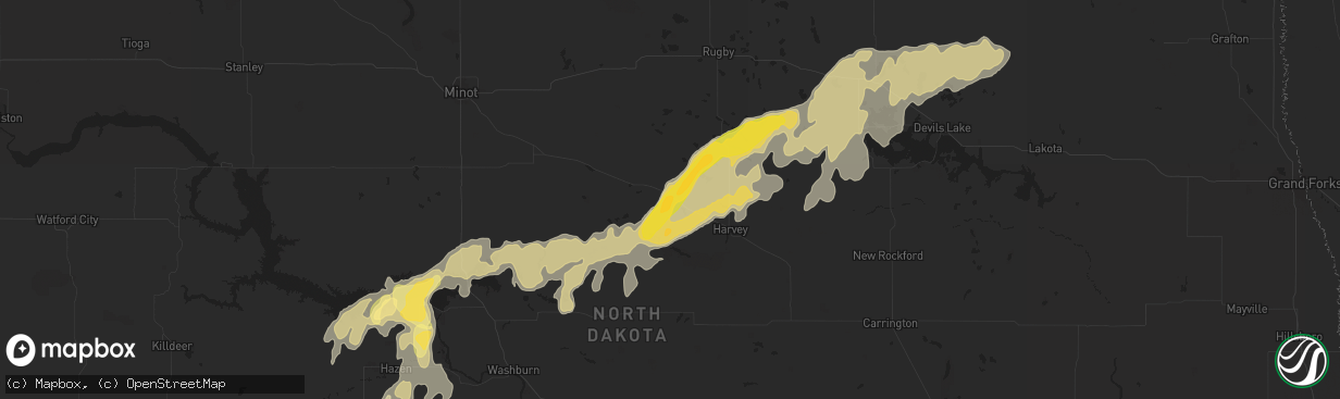 Hail map in Anamoose, ND on September 15, 2024