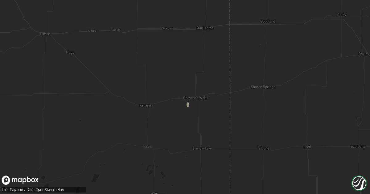Hail map in Cheyenne Wells, CO on September 15, 2024