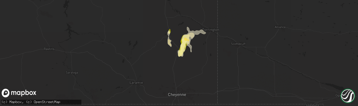 Hail map in Chugwater, WY on September 15, 2024