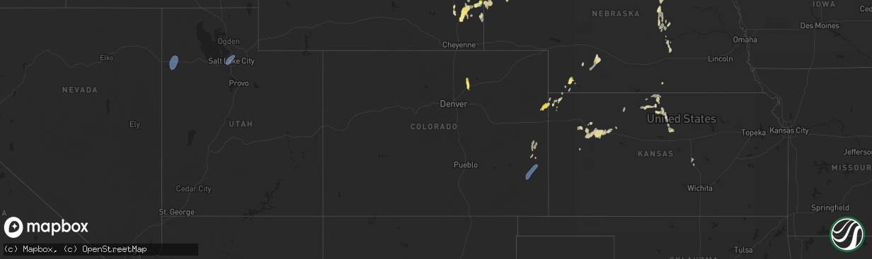 Hail map in Colorado on September 15, 2024