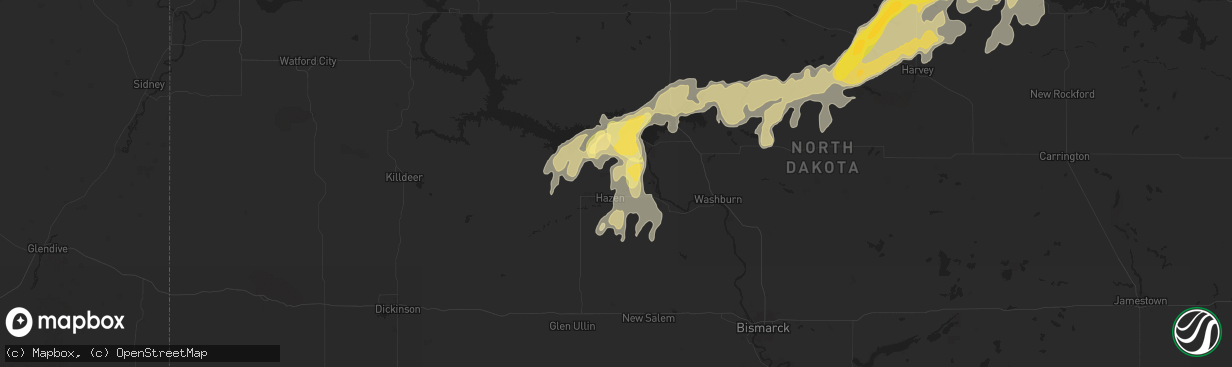 Hail map in Hazen, ND on September 15, 2024