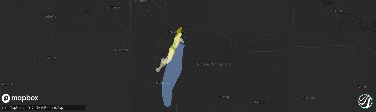 Hail map in Hermosa, SD on September 15, 2024