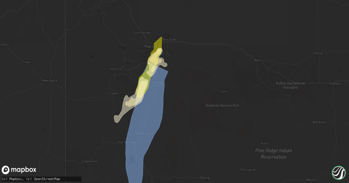 Hail map in Hermosa, SD on September 15, 2024