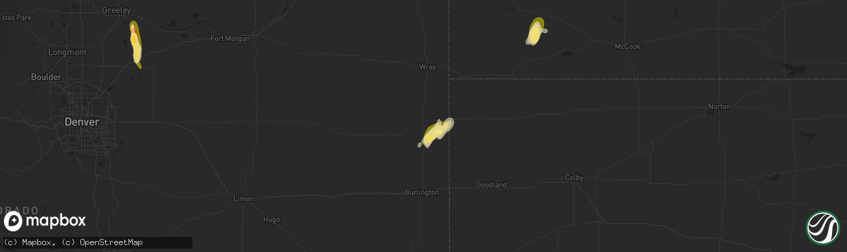 Hail map in Idalia, CO on September 15, 2024