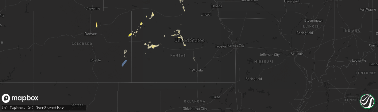 Hail map in Kansas on September 15, 2024