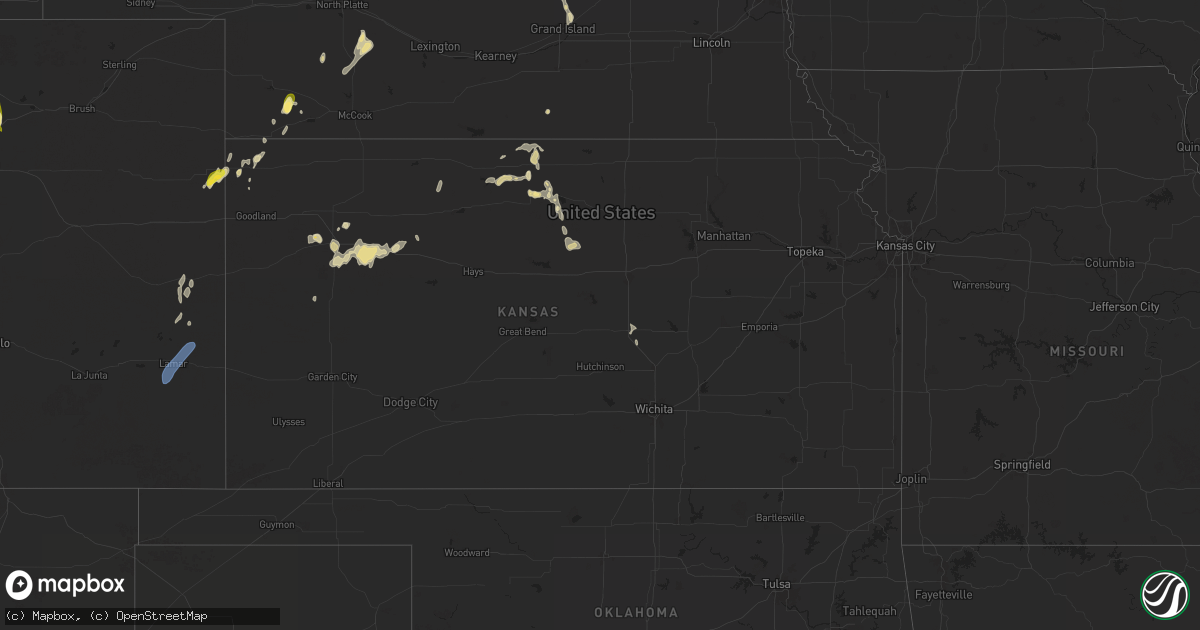 Hail map in Kansas on September 15, 2024