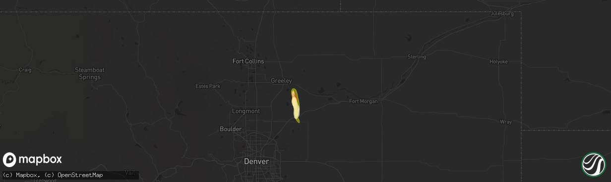 Hail map in Kersey, CO on September 15, 2024