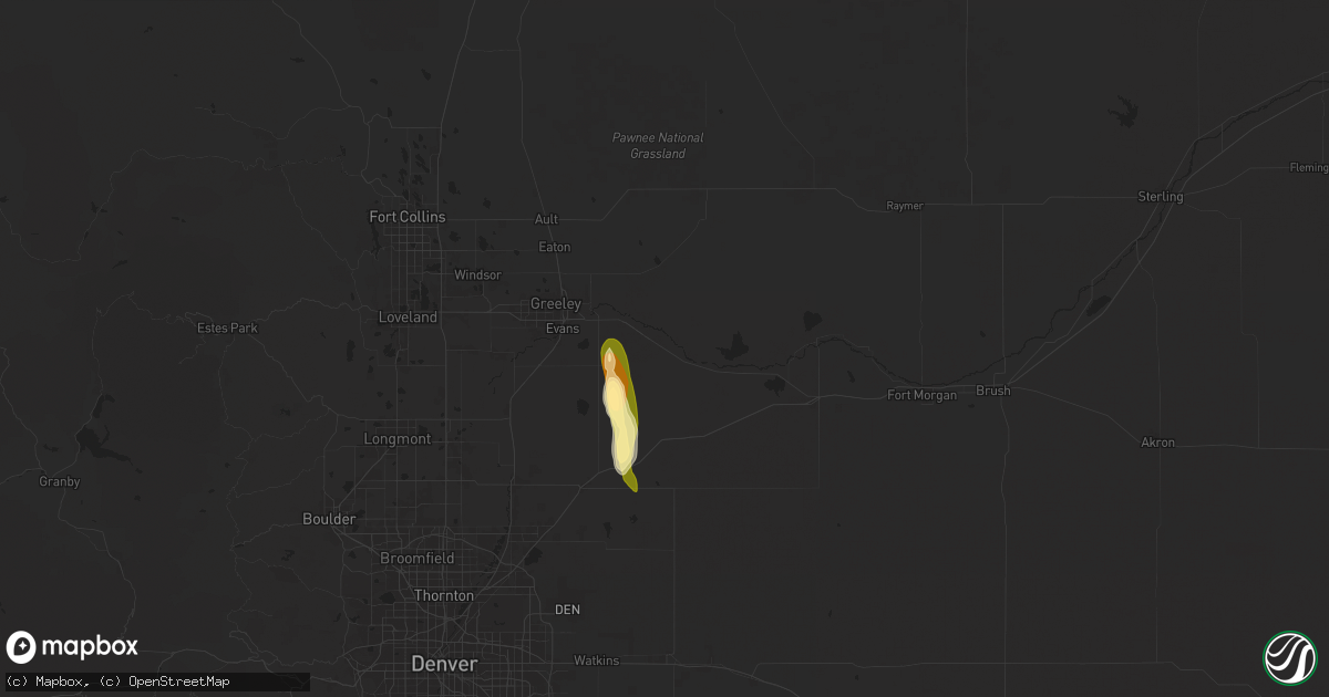 Hail map in Kersey, CO on September 15, 2024