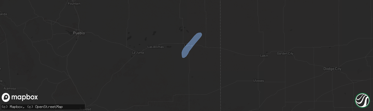 Hail map in Lamar, CO on September 15, 2024