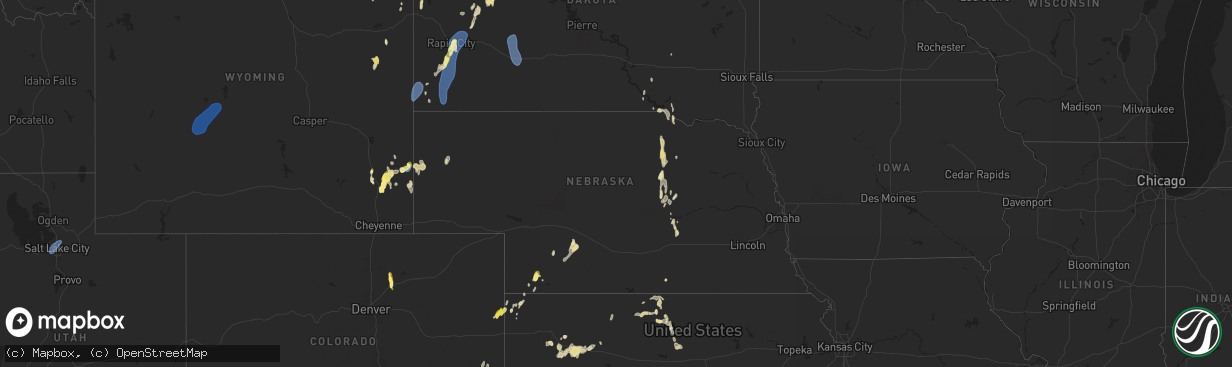 Hail map in Nebraska on September 15, 2024