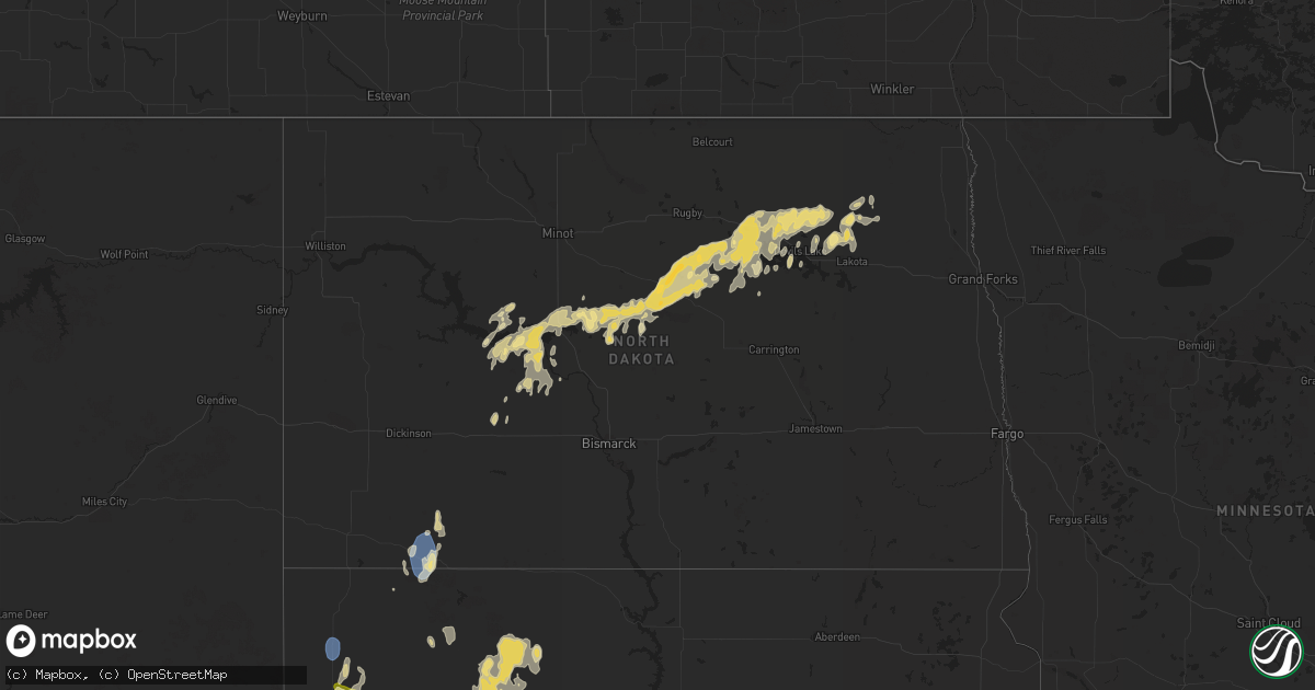 Hail map in North Dakota on September 15, 2024