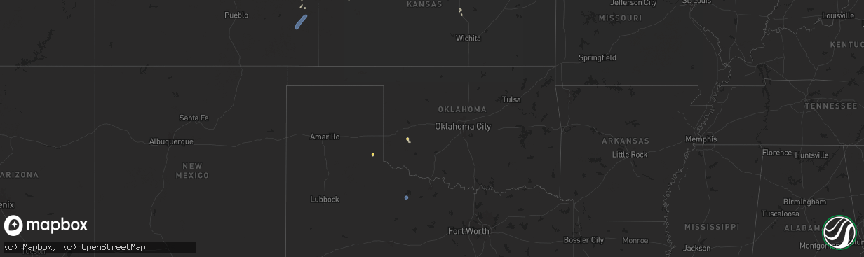 Hail map in Oklahoma on September 15, 2024