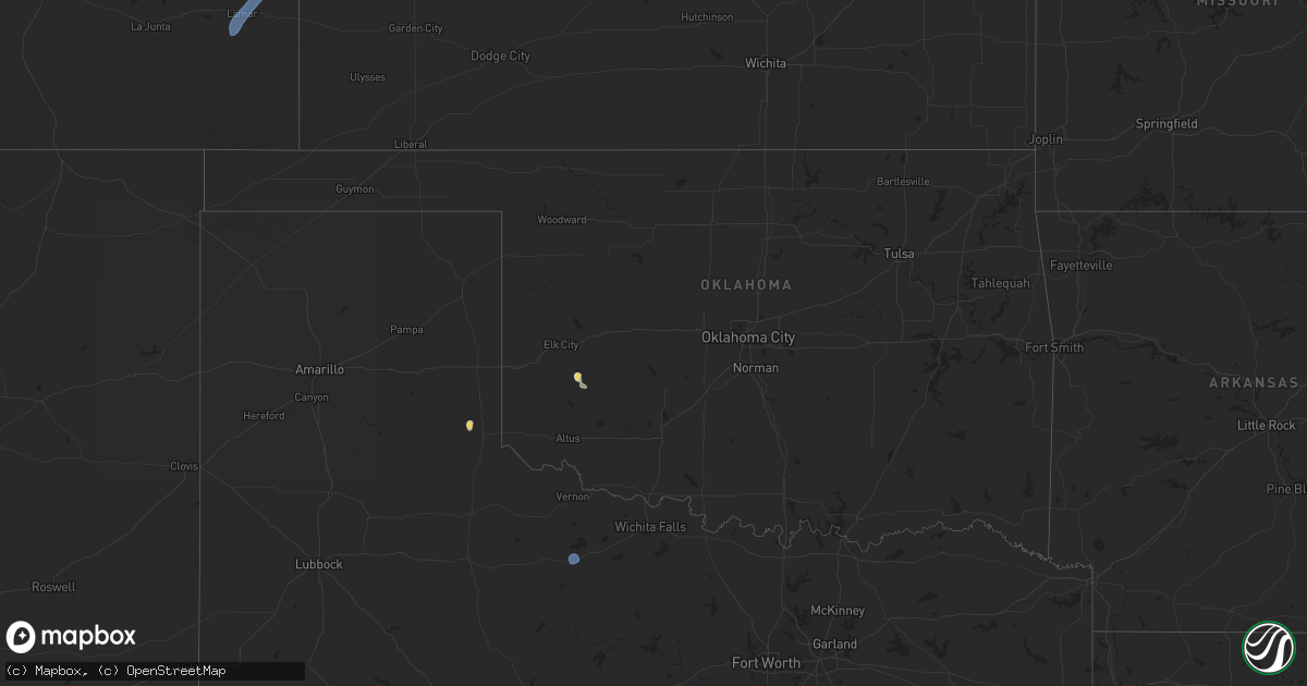Hail map in Oklahoma on September 15, 2024