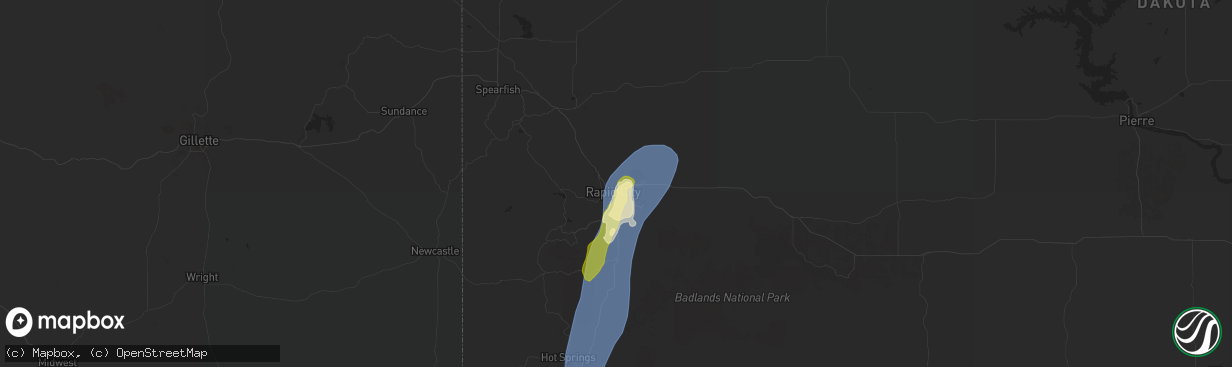 Hail map in Rapid City, SD on September 15, 2024