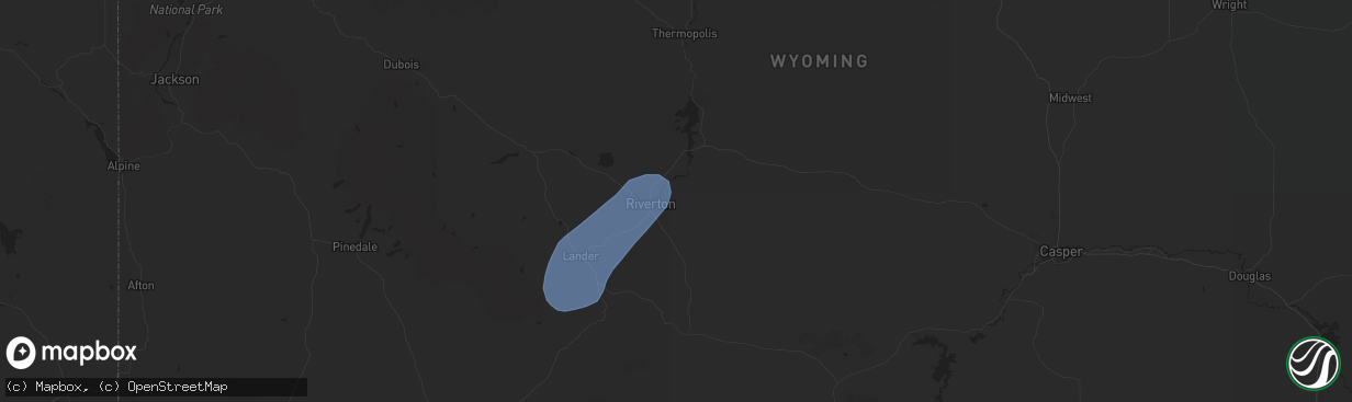 Hail map in Riverton, WY on September 15, 2024