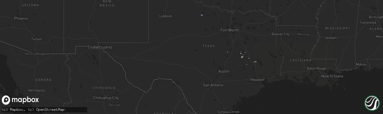 Hail map in Texas on September 15, 2024