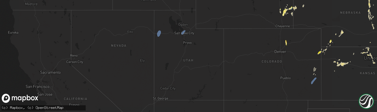 Hail map in Utah on September 15, 2024