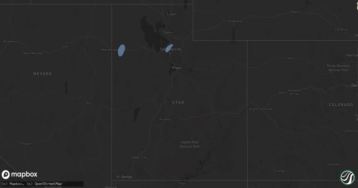 Hail map in Utah on September 15, 2024