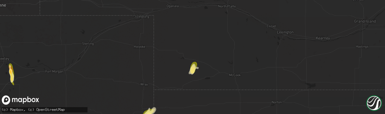 Hail map in Wauneta, NE on September 15, 2024