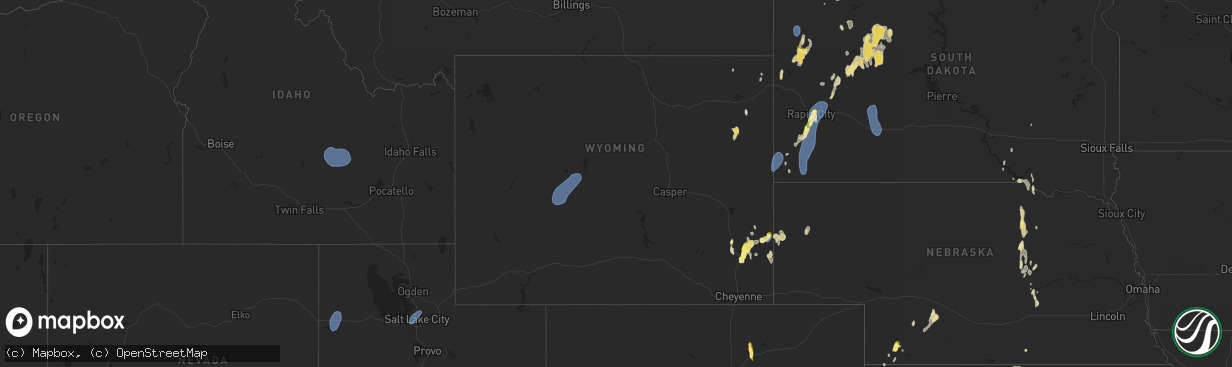 Hail map in Wyoming on September 15, 2024