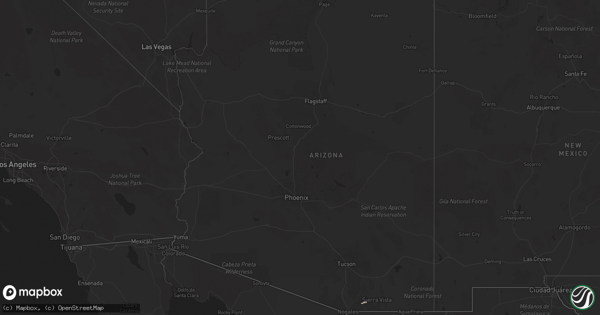Hail map in Arizona on September 15, 2025