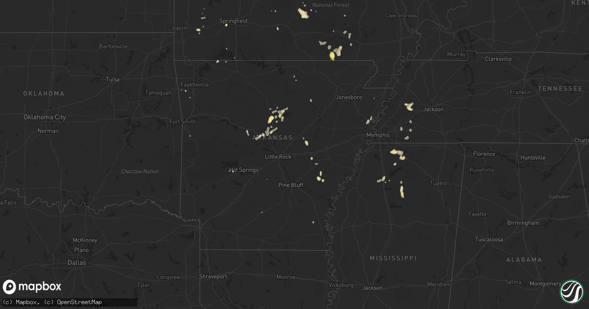Hail map in Arkansas on September 15, 2025