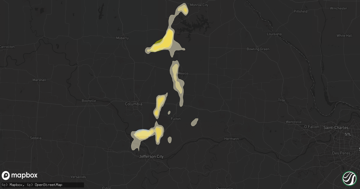 Hail map in Auxvasse, MO on September 15, 2025